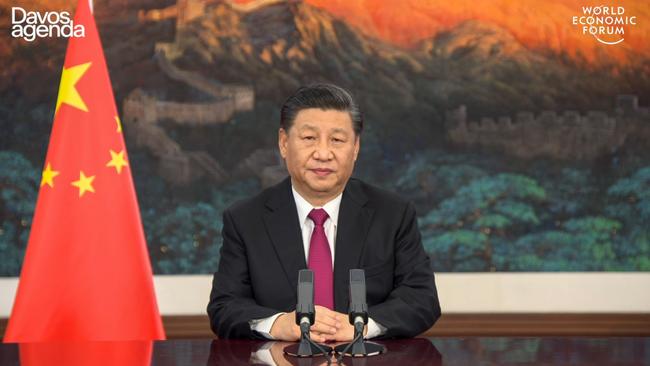 Xi Jinping opens the all-virtual World Economic Forum. Picture: AFP