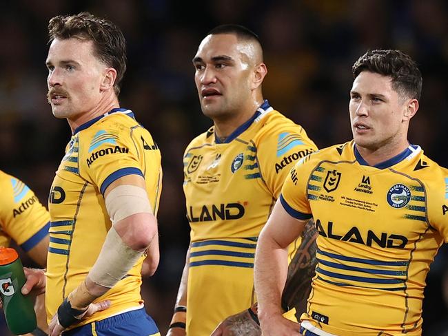 SYDNEY, AUSTRALIA - OCTOBER 02: Eels look on during the 2022 NRL Grand Final match between the Penrith Panthers and the Parramatta Eels at Accor Stadium on October 02, 2022, in Sydney, Australia. (Photo by Cameron Spencer/Getty Images)