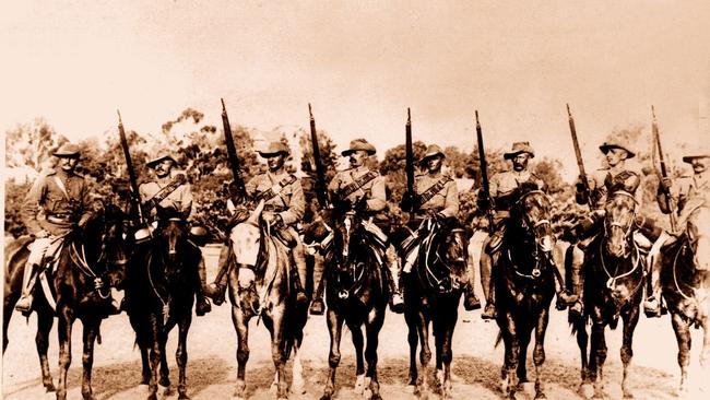 The 2nd South Australian (Mounted Rifles) contingent including Harry "Breaker" Morant (3rd L) during Boer War (1899-1902). Picture: Australian War Memorial