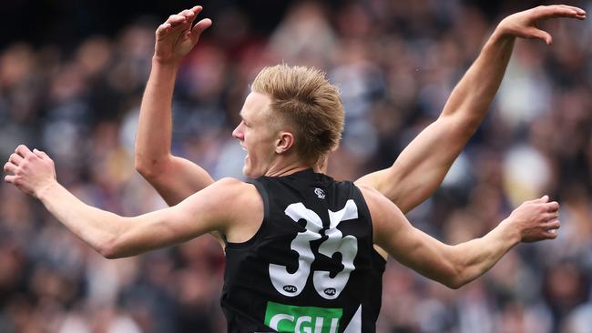 Jaidyn Stephenson booted two first-term goals. Picture. Phil Hillyard