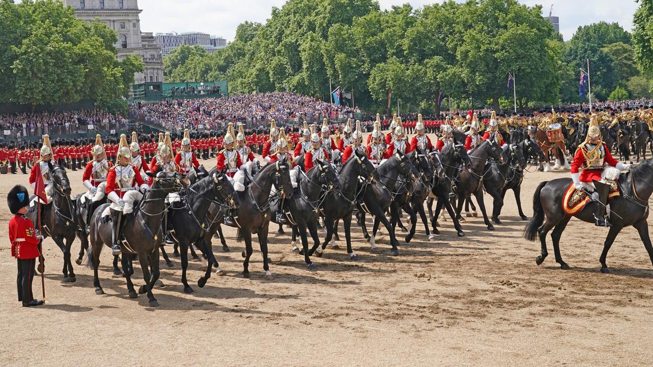 Members of the Life Guards, a regiment of the Household Cavalry during the Trooping the Colour. Picture: Yui Mok/WPA Pool/Getty Images