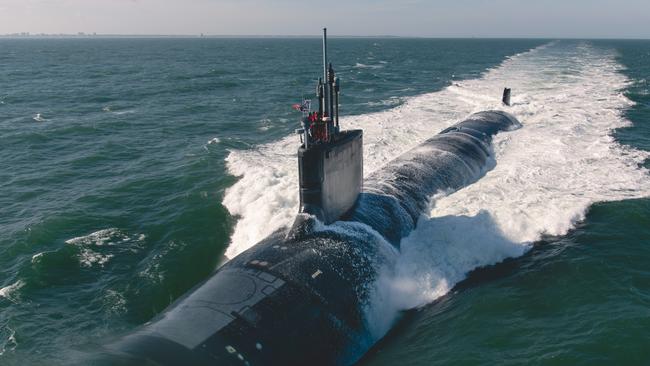 The USS Montana Virginia-class attack submarine in the Atlantic Ocean. Picture: US Navy