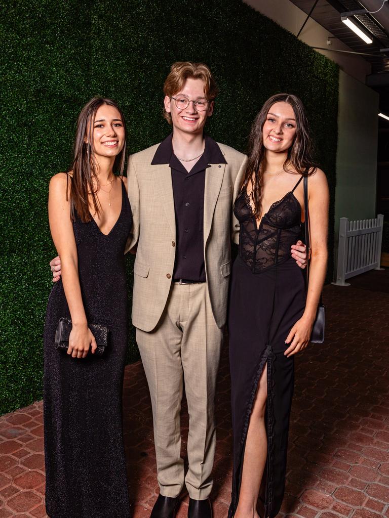 Ebony Bryan, Lincoln Browning and Amy Palmer. Guilford Young College, Leavers Dinner 2023. Picture: Linda Higginson
