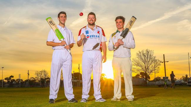 Mildura Cricketers Tyson Adamson, Lachlin Rhode and Adam Thomson. Picture: Darren Seiler