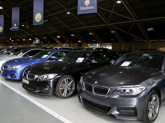 500+ vehicles at Manheim Auctions in Moorebank to be sold at auction on Saturday. Car's were all damaged by giant hail storms that happened in December. Picture: Jonathan Ng