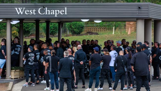 Hundreds of friends, family, football teammates and bikies attended the service