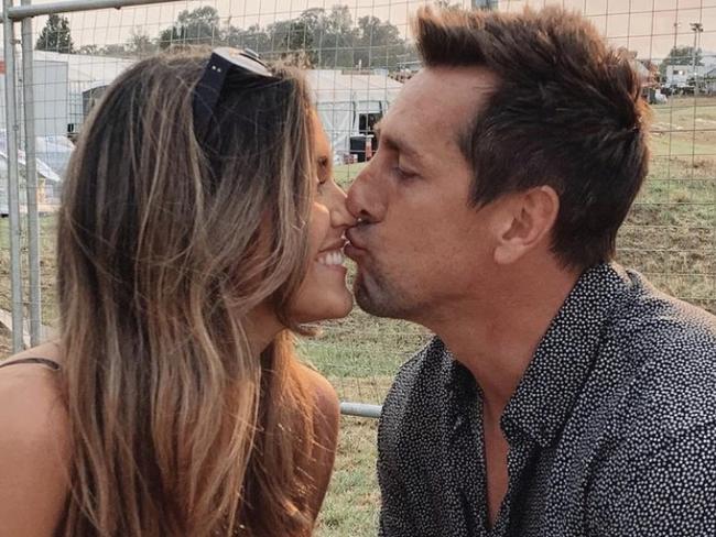 Newcastle Knights halfback Mitchell Pearce and fiancée Kristin Scott. Picture: Instagram