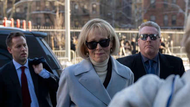 E. Jean Carroll arrives at Manhattan federal court on wednesday. Picture: AFP