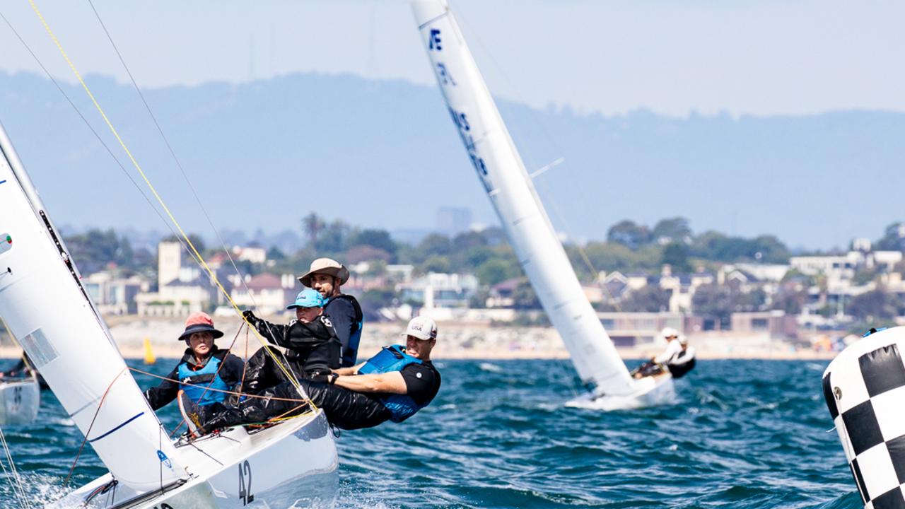 Flying Higher Racing at the 2025 world Etchells championships with 12-year-old Max Jameson. Credit: Nic Douglass