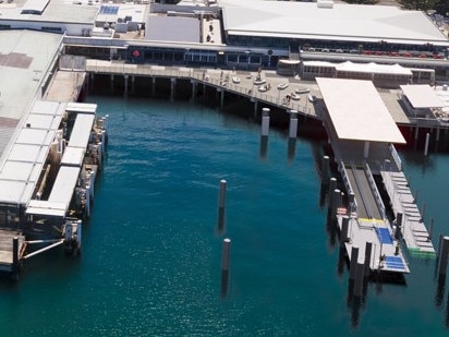 An artist's impression of the proposed refurbished Wharf 3, right, at Manly.