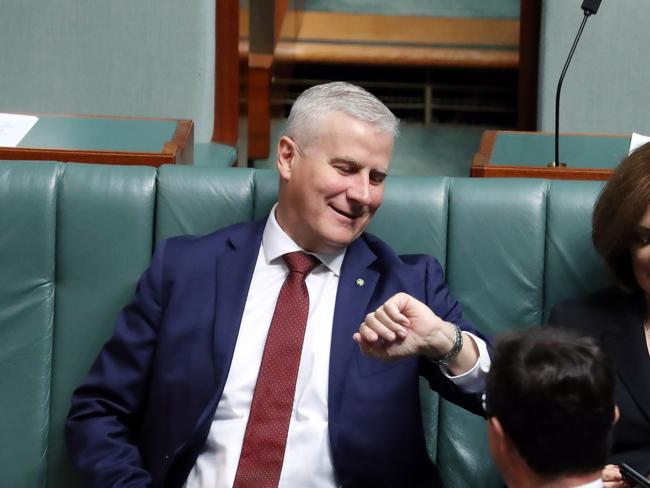 Michael McCormack checks his watch in the House of Representatives in Parliament House in Canberra. Picture: Gary Ramage