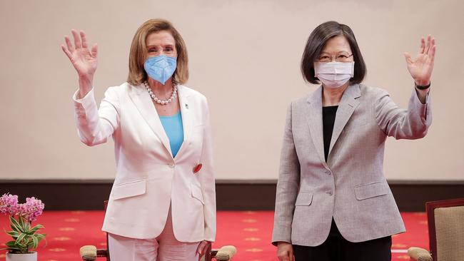 Pelosi with Taiwan's President Tsai Ing-wen at the Presidential Office in Taipei during her visit this week.