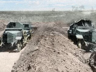 Not much use ... armoured cars dug into trenches.