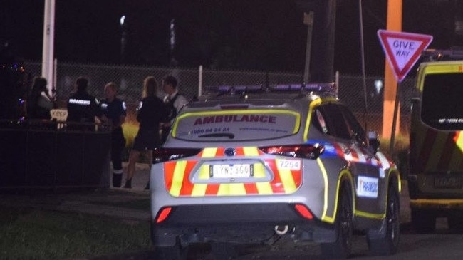 Police and paramedics at the scene of an alleged aggravated burglary in Station St, Norlane last week. Picture: Lincoln Holmes