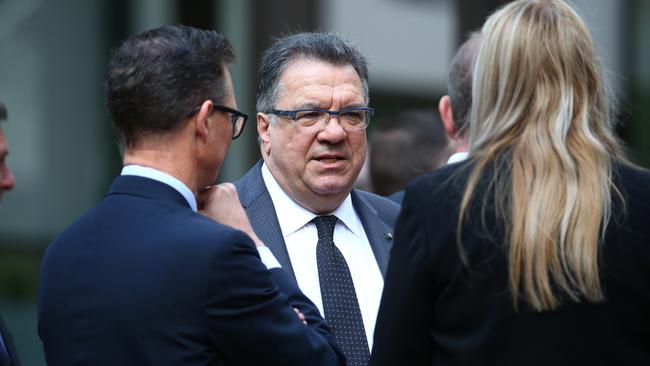 Santo Santoro at the funeral of his former lobbying business partner and MP, Con Sciacca. Picture: Liam Kidston.