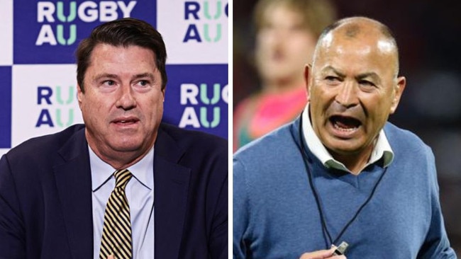 Hamish McLennan (left) and Eddie Jones. Photos: News Corp and Getty Images