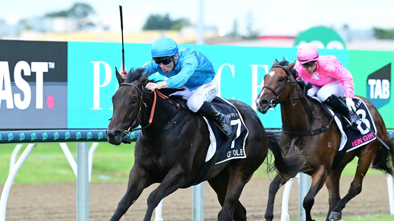 Tommy Berry steers O'Ole to victory in the Magic Millions 2YO Picture: Grant Peters