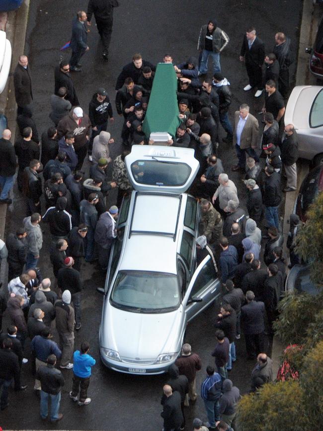 An aerial view of the burial of Macchour Chaouk at Fawkner Cemetery. Picture: 7 News