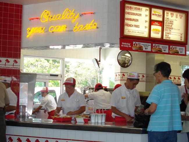 Simplicity: There are just four items on the food section of the In-N-Out Burger menu. Picture: Sheridan Rogers.