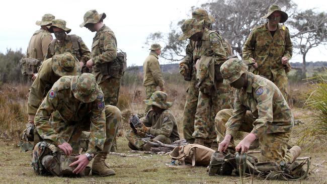 Tasmanian Australian Army Cadets on their Annual Field Exercise (AFX) at Stony Head Military Training area near Beachford in the states north. Picture: Supplied