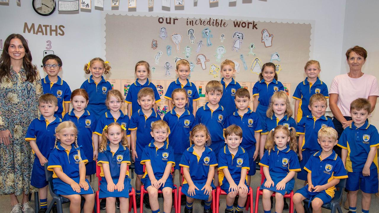 MY FIRST YEAR 2024: Mater Dei Primary School Prep Jade students with teacher Mrs Georgia Mason (left) and teacher's aide Ms Julia Hunt, February 2024. Picture: Bev Lacey