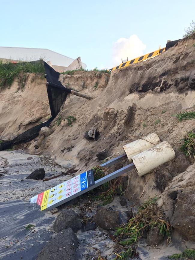 The recent effects of big swells at Stockton Beach. Picture: Save Stockton Beach facebook