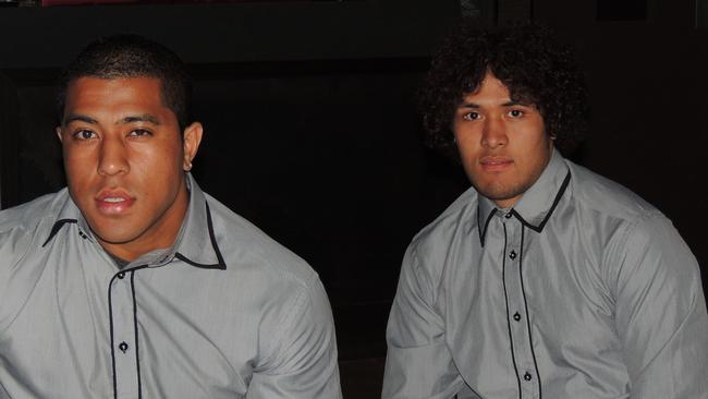 Mosese Fotuaika with Andrew Vela.