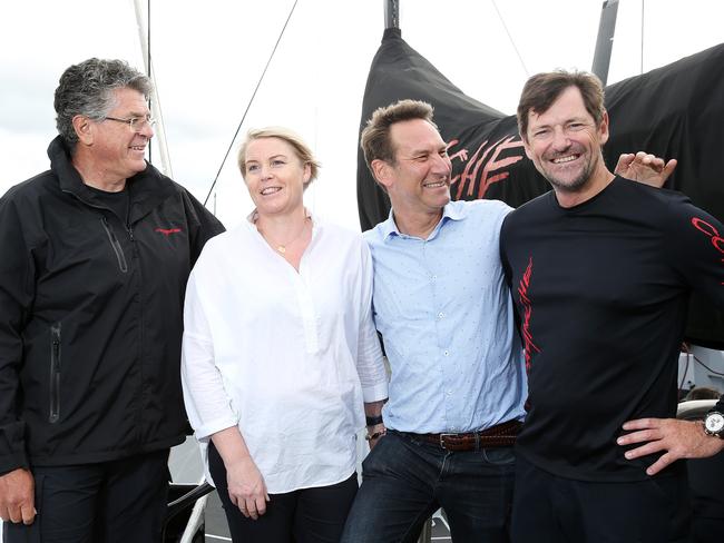 Amanda and Scott Riedel with Comanche yacht owner and skipper Jim Cooney and crew member Martin Blake. Picture: Tim Hunter