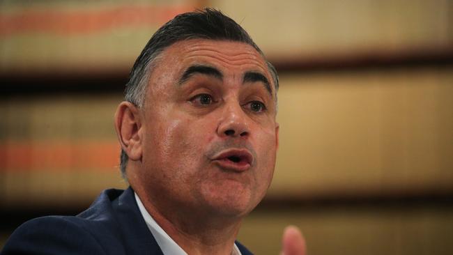 John Barilaro is questioned during the inquiry into the appointment as Senior Trade and Investment Commissioner to the Americas on Monday. Picture: Gaye Gerard / NCA Newswire