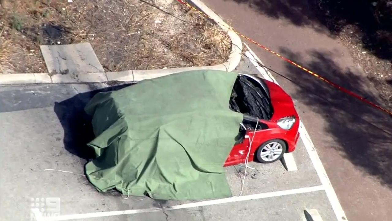 Three people were found dead in car at John Graham Reserve in the Perth suburb of Coogee. Picture: 9 News