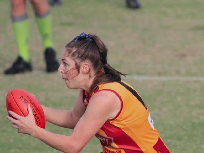 Roos star Brooke Trevena in action. Picture: Morphettville Park Football Club