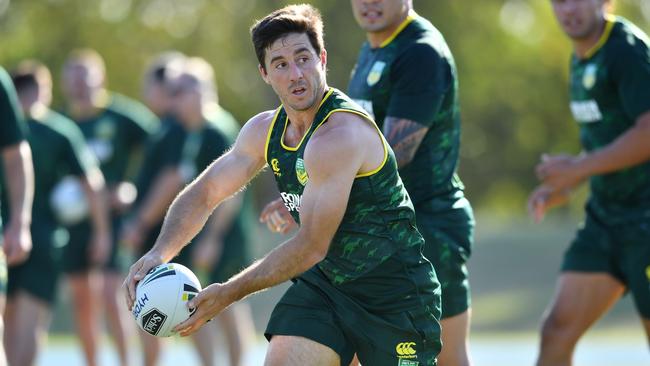 Ben Hunt training during the PM’s XIII training session where he’ll likely be in a hooking role. Picture: AAP