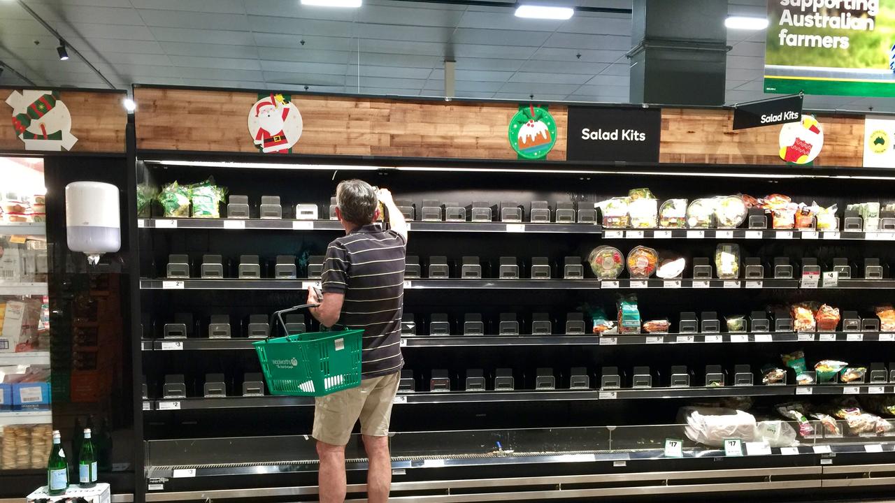 Woolworths customers have been urged by its chief executive not to panic buy. Picture: Monique Harmer