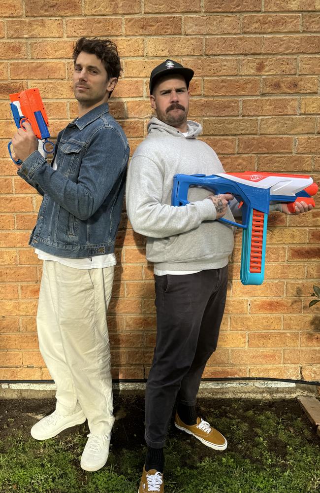 Matty J and Ash Wicks have partnered with Nerf to launch their brand new N Series. Picture: Supplied
