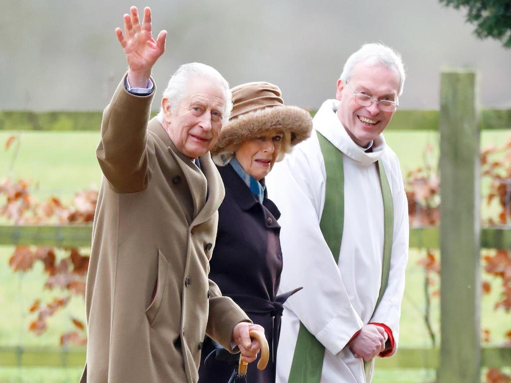 Prince Charles attended church at Sandringham with Queen Camilla on Sunday. Picture: Getty Images