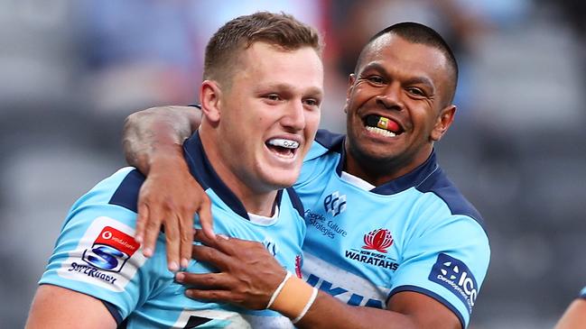 Angus Bell and Kurtley Beale will receive full pay ahead of the resumption of the pay cut talks. Picture: Mark Kolbe/Getty