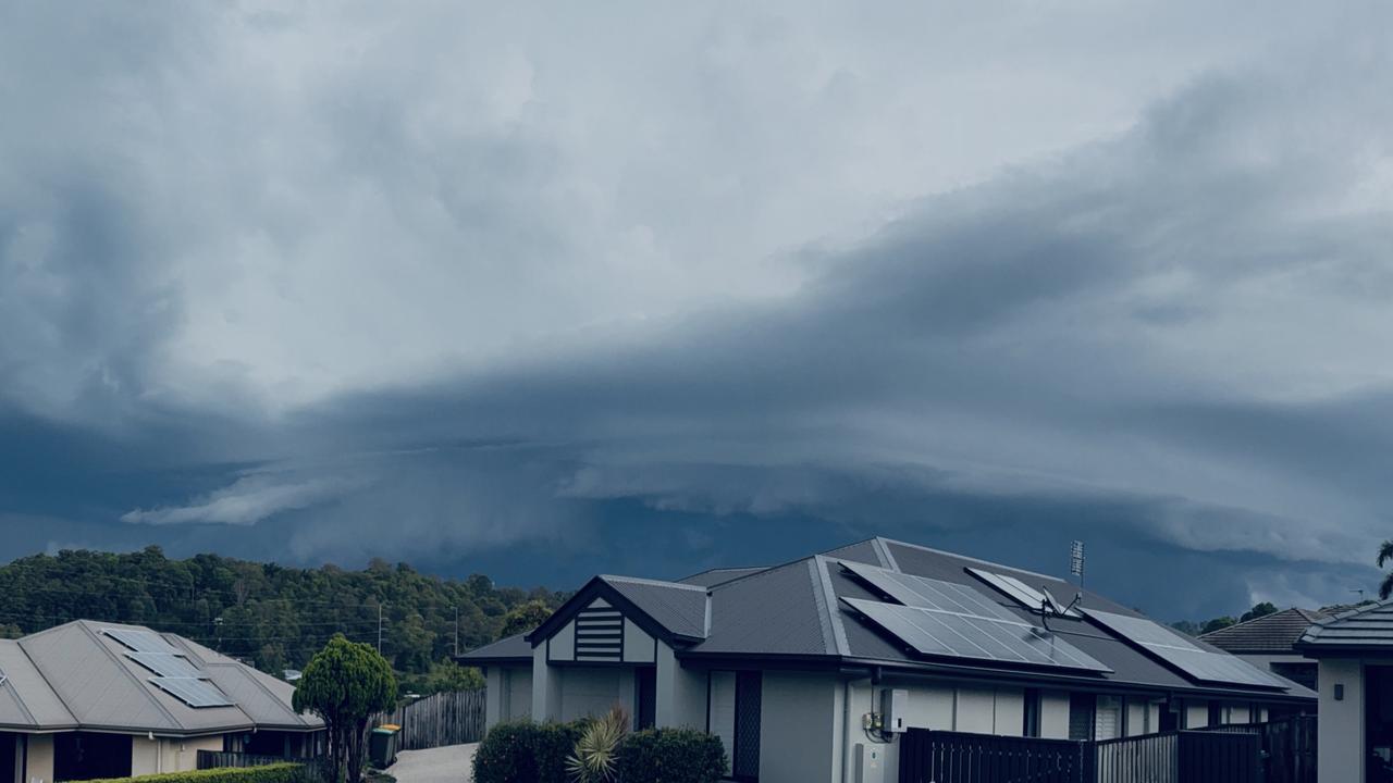 Storm clouds over Nambour about 5.10pm on Thursday, November 14. Picture: Mark Furler