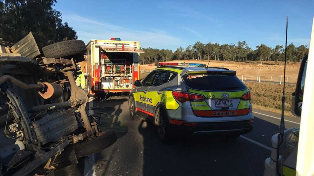 RACQ LifeFlight Rescue airlifted a road traffic controller who was injured on the Warrego Hwy. Picture: RACQ LifeFlight Rescue