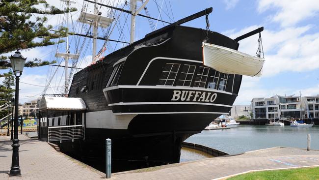 The Buffalo replica ship before it was demolished at Glenelg. Picture: Greg Higgs