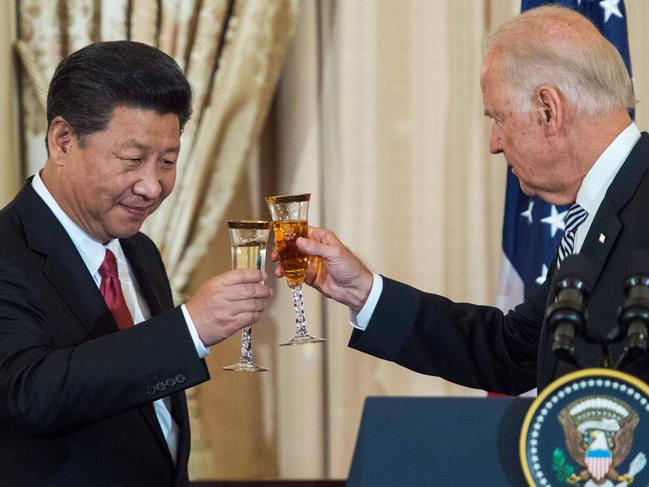 Xi Jinping and Joe Biden in 2015. Picture: Paul J. Richards/AFP