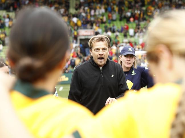 Coach Tony Gustavsson and the Matildas will be based in Brisbane during next year’s FIFA Women’s World Cup. Picture: Darrian Traynor/Getty Images