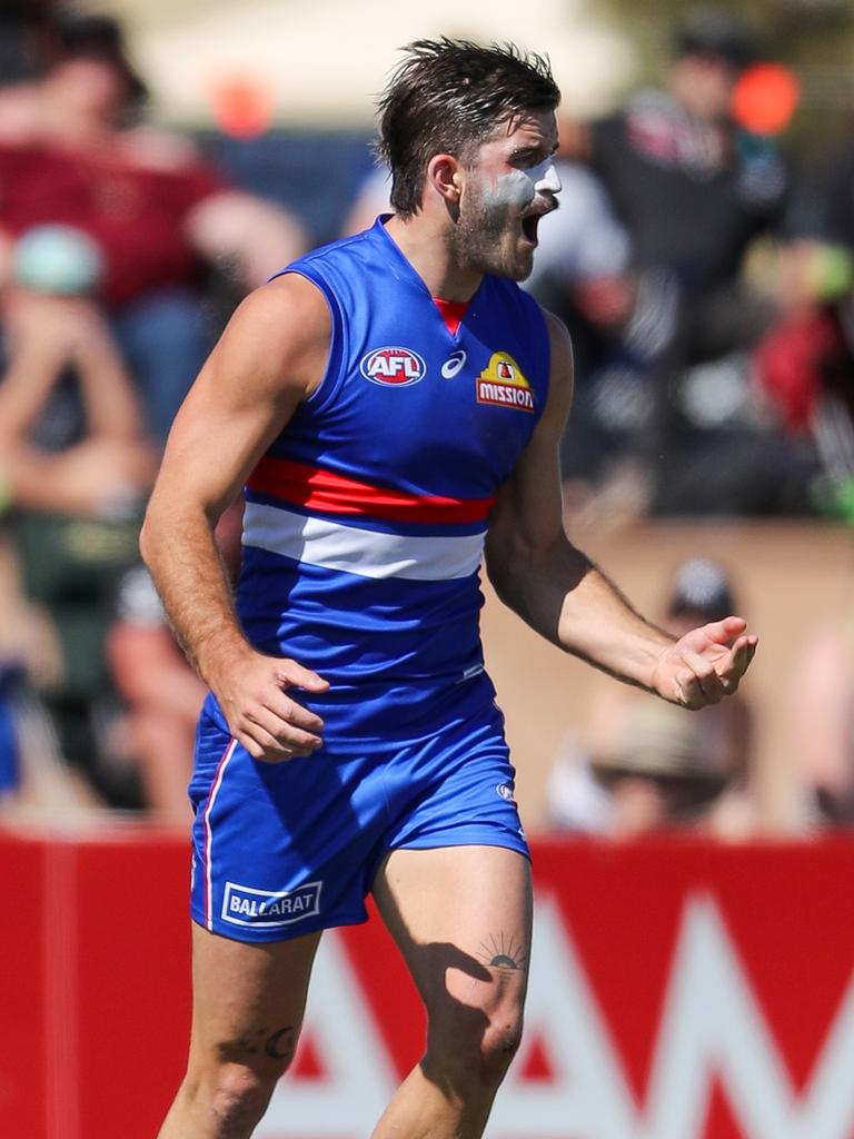 Josh Bruce celebrates a goal in his new colours.