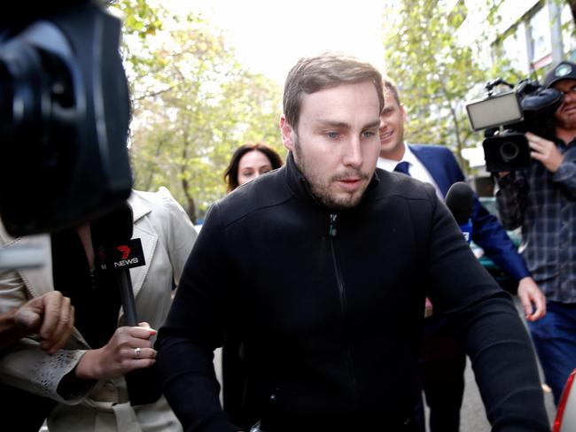 Adam Cranston leaves Sydney Police Centre in Surry Hills after being released on bail.  Picture: Dylan Robinson