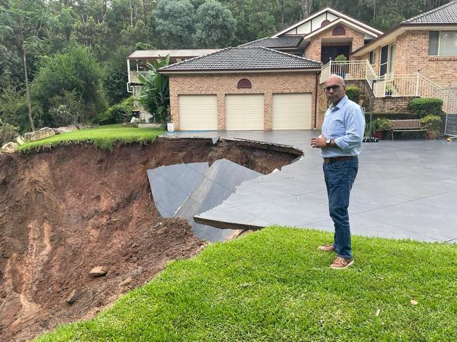 Naizal Buksh, the homeowner of the St Marys property in which a dramatic landslide saw the removal of half of their driveway and front yard. Pictured on March 9, 2022. Picture: Simran Gill