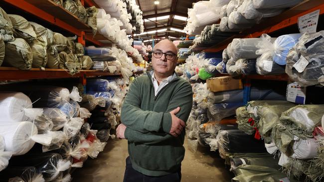 Flicker’s Australia managing director Yaron Flicker on the factory floor, where gas runs most of his fabric and dying machines. Picture: David Caird