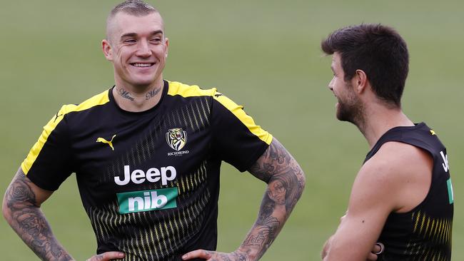 Tigers teammate Dustin Martin lived with the Cotchins for a time. Picture: Michael Klein