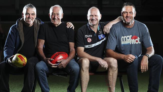 Current and Former PAFC coaches Mark Williams, John Cahill, Ken Hinkley and Matthew Primus. Picture: Sarah Reed