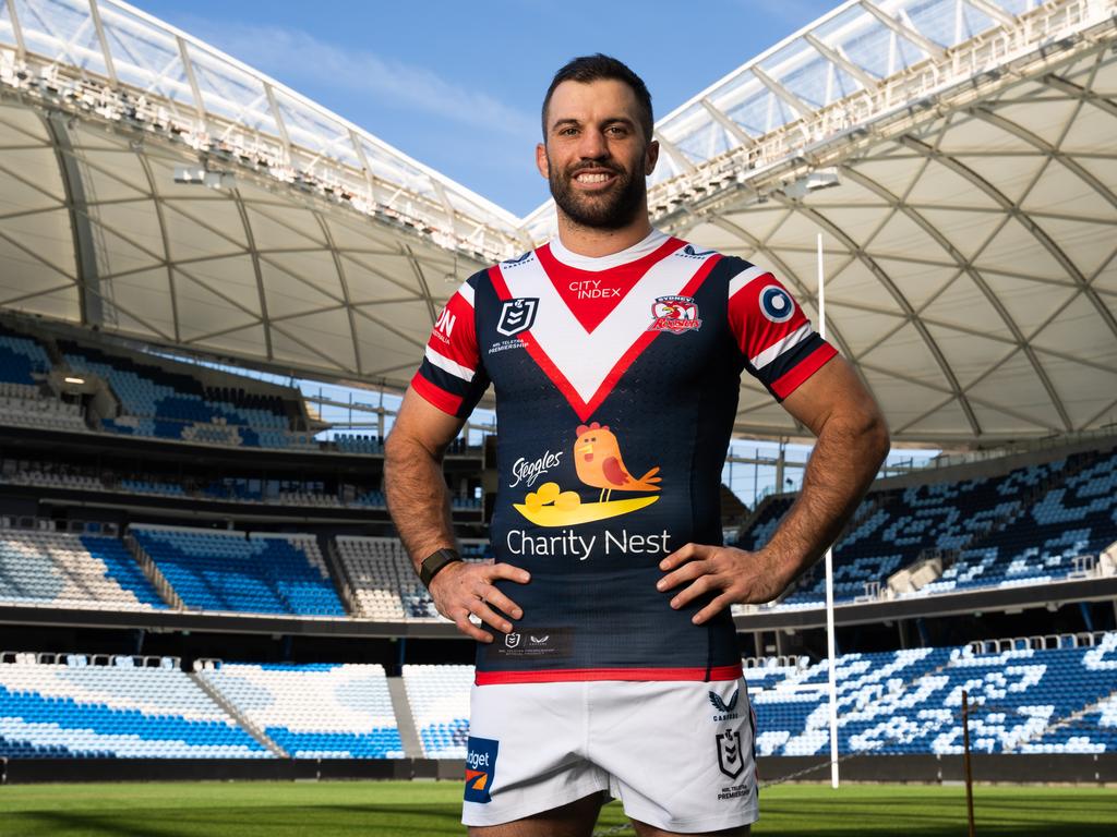 Sydney Roosters captain James Tedesco in the Steggles Charity Nest jersey for the Canberra clash. Pic: Roosters Digital