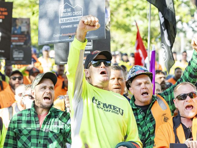 There was a CFMEU protest through Brisbane on August 17, 2023. Picture: Richard Walker