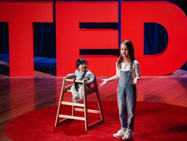 Molly during her TED Talk on parenting. Picture: TED